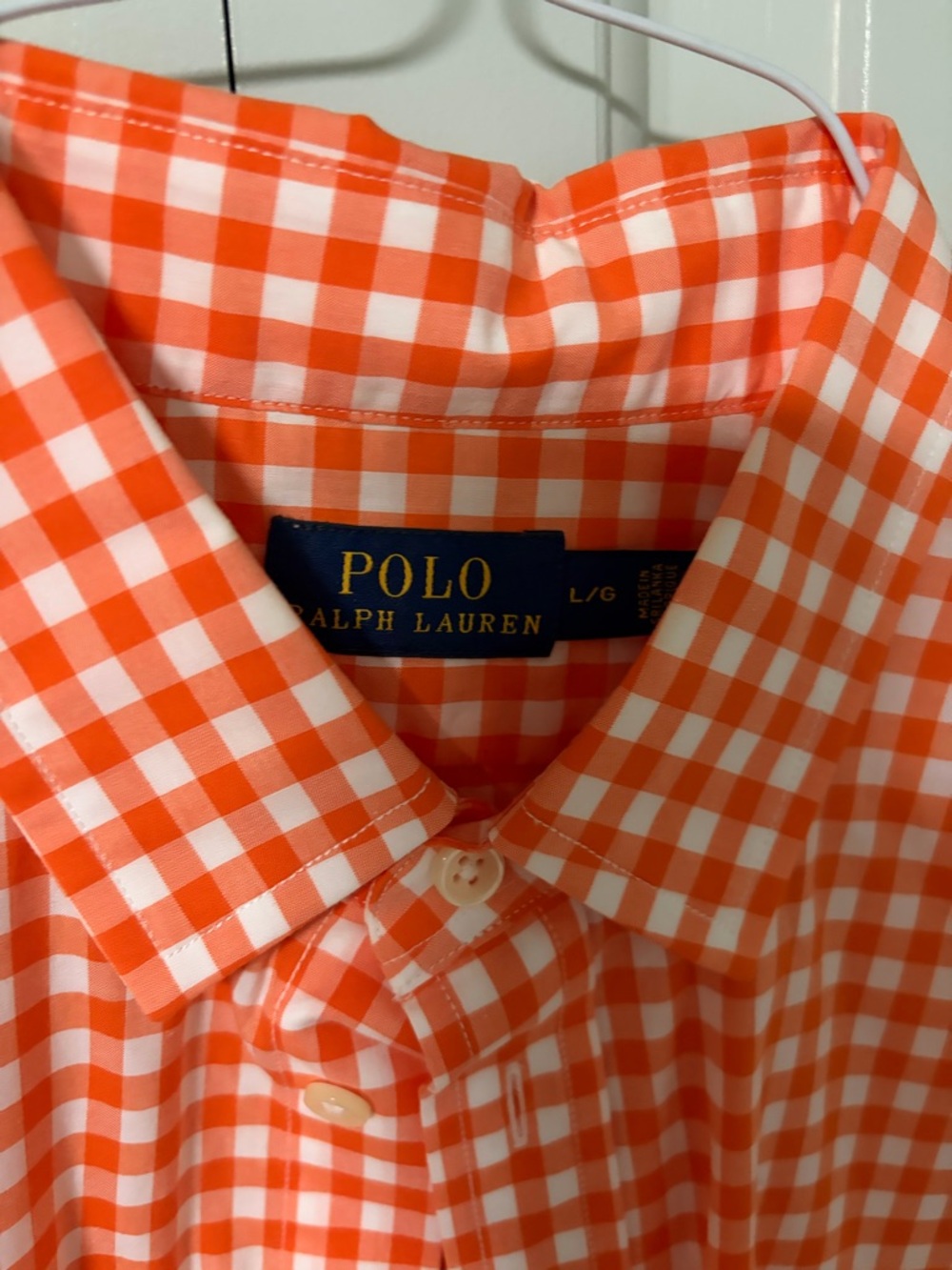 Polo by Ralph Lauren Orange and White Gingham Button-Down Shirt - Picture 2 of 4